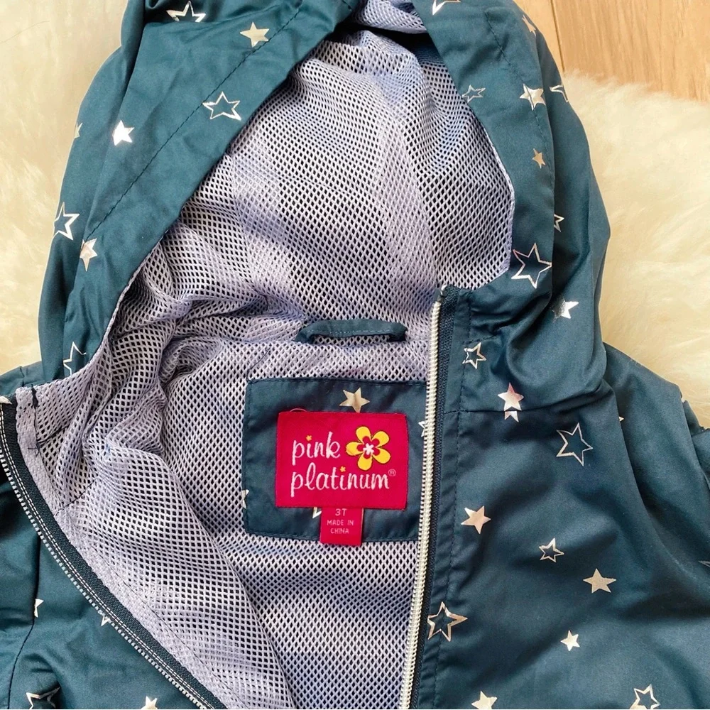 Pink Platinum, silver stars jacket, size 3T